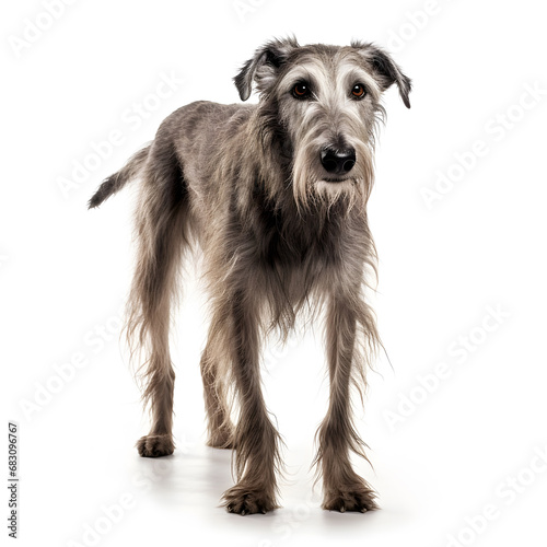 Scottish Deerhound Dog Isolated on White Background - Generative AI
