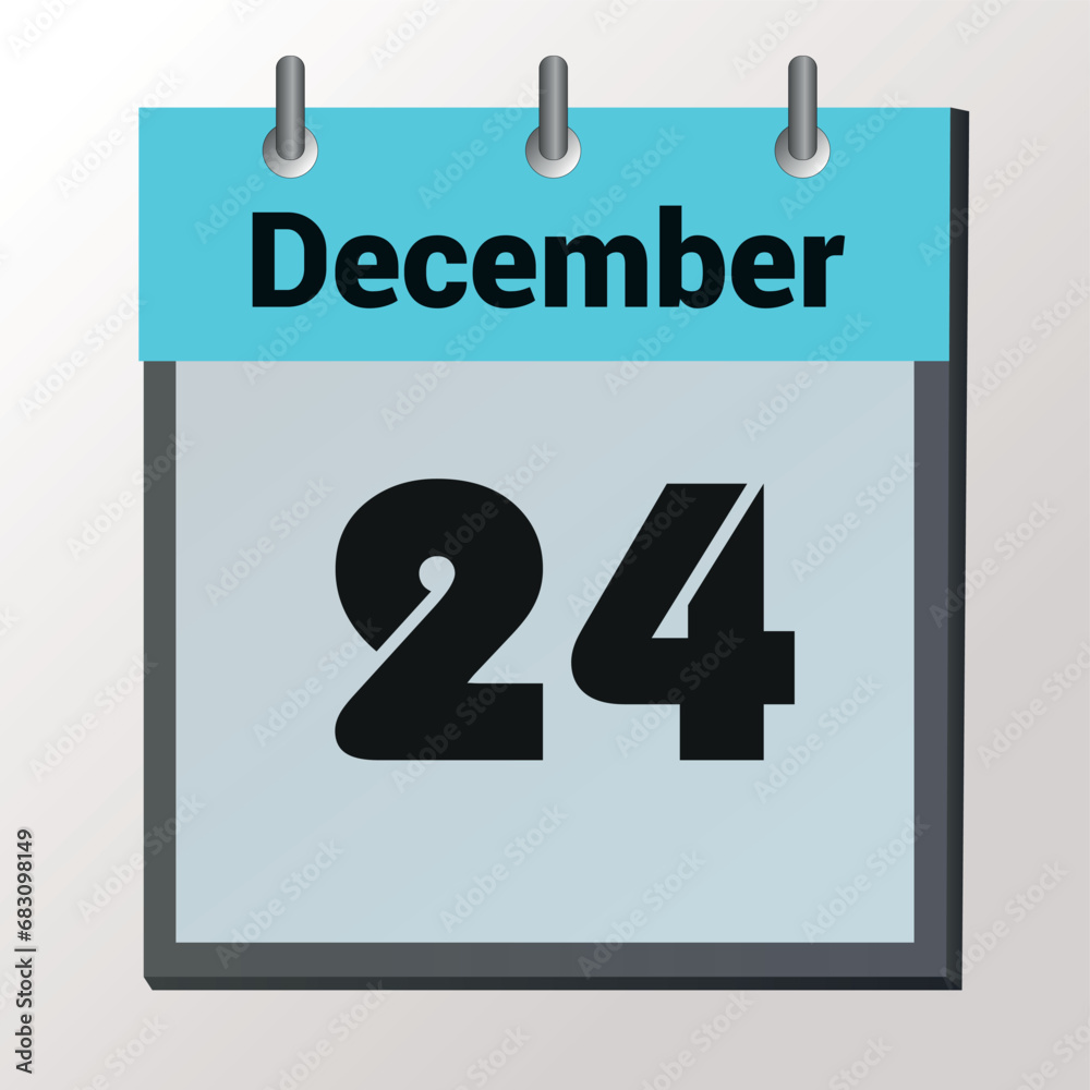 vector page of December month calendar and highlighted date December 24 vector page of December month calendar and highlighted date December 24