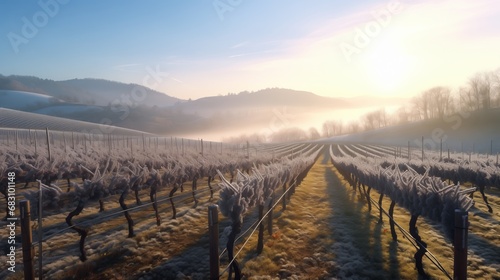 A Serene Winter Wonderland: Snow-Covered Trees in a Beautiful Field