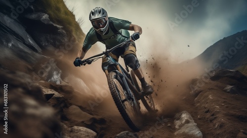 Riding the Rocky Terrain: A Thrilling Adventure on a Mountain Bike photo