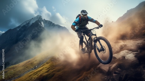 The Thrilling Adventure of a Mountain Biker on a Treacherous, Rocky Trail