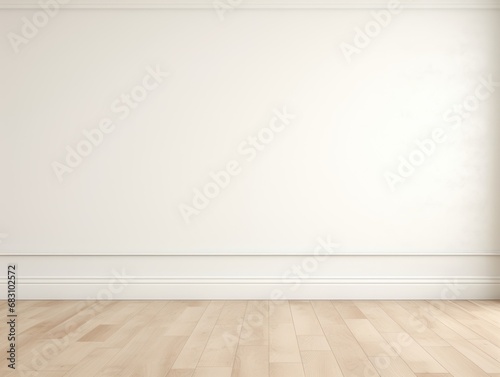 White classic wall background with copy space. Parquet floor. Mock up room.