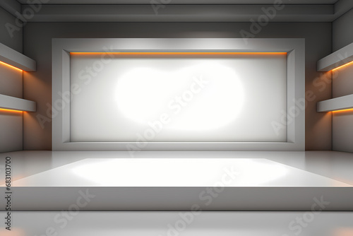 3d empty white stage or podium