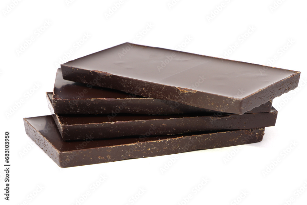 Dark chocolate isolated on white background. Chocolate bar.