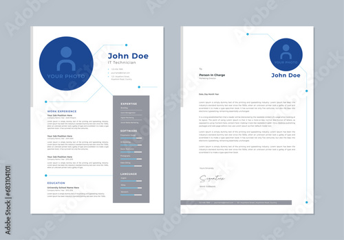 Modern Cv templates for IT industry. Professional resume, cover letter business layout job applications. Vector resume set for programmer, technician, analyst