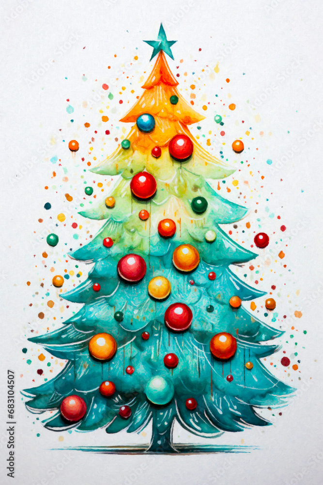Whimsical Watercolor Christmas Tree 56