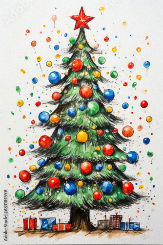 Whimsical Watercolor Christmas Tree 93