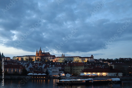 View from Charles Bridge and City Castle, Karlův most, Praga Prague Praha
