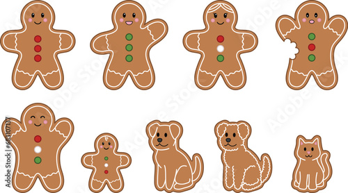 Gingerbread Cookies Clipart with Man, Woman and Pets