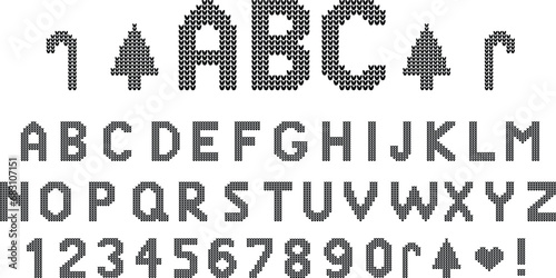 Knitted Sweater Alphabet Letter and Number Graphic Font