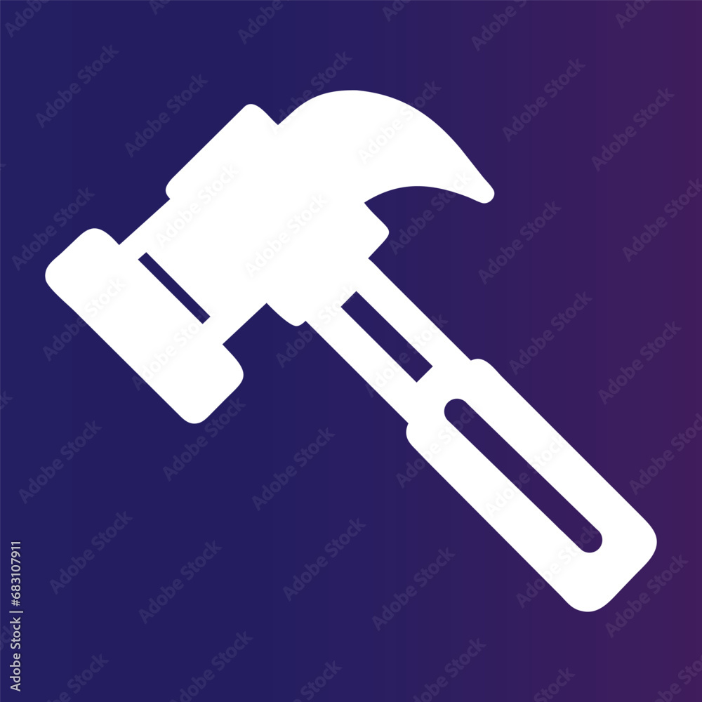 Claw hammer icon, logo, handyman tool for home repair, construction, white vector illustration isolated on dark background Claw hammer icon, logo, handyman tool for home repair, construction, white vector illustration isolated on dark background