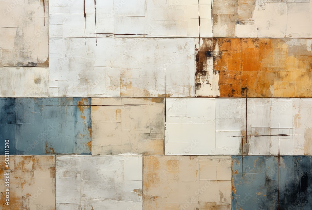 Naklejka premium Dynamic Geometric Abstract Painting on White Background