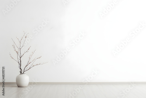 white vase with a tree