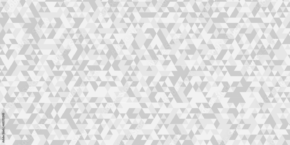 Modern abstract seamless geometric low poly white and gray pattern background. Geometric print composed of triangles. white triangle tiles pattern mosaic background.