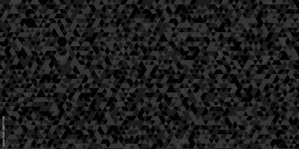 Modern abstract seamless geometric low poly black and gray pattern background. Geometric print composed of triangles. Black and gray wall rough triangle tiles pattern mosaic background. - obrazy, fototapety, plakaty 