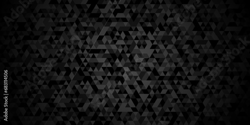 Modern abstract seamless geometric low poly dark black pattern background. Geometric print composed of triangles. Black triangle tiles pattern mosaic background.
