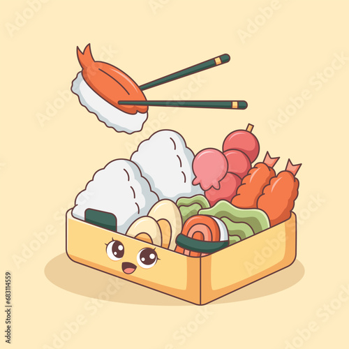 Cute Bento Character Design Illustration