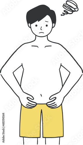 ぽっこりお腹を気にする男性