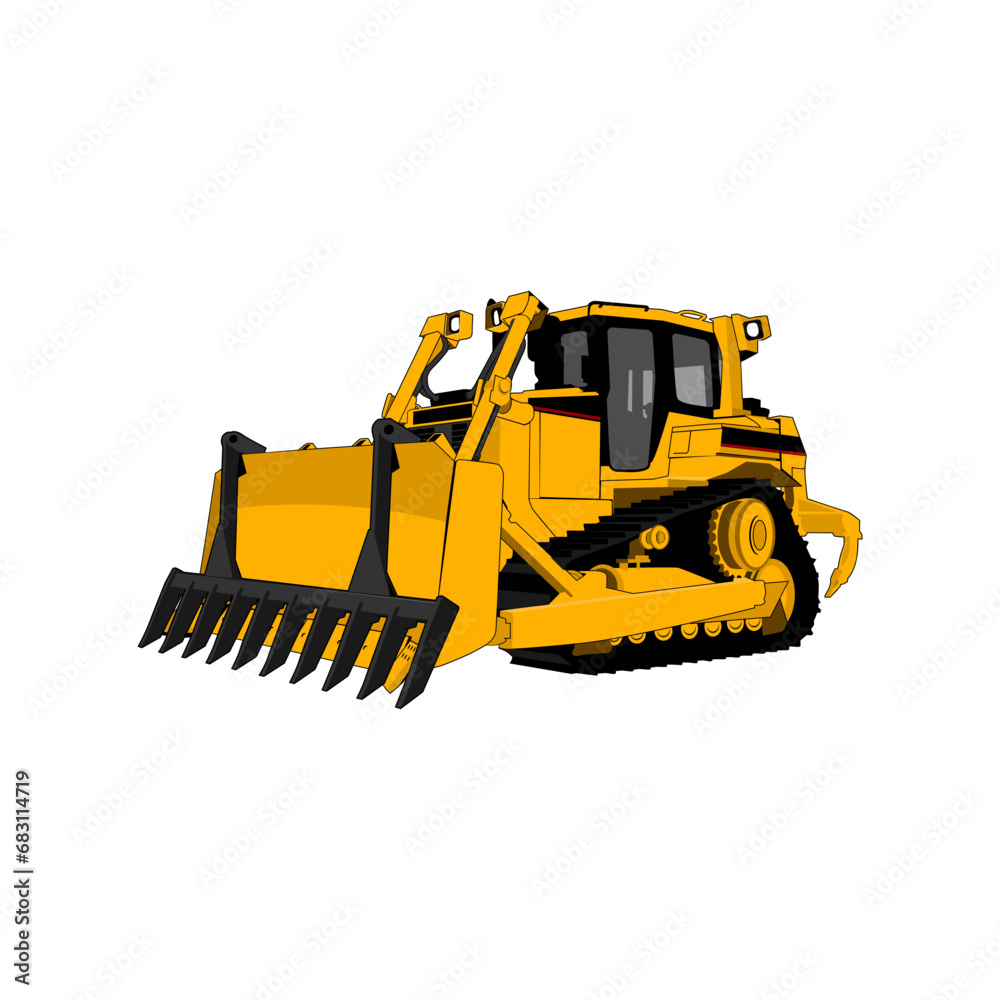 Obraz premium Dozer with root rake vector art