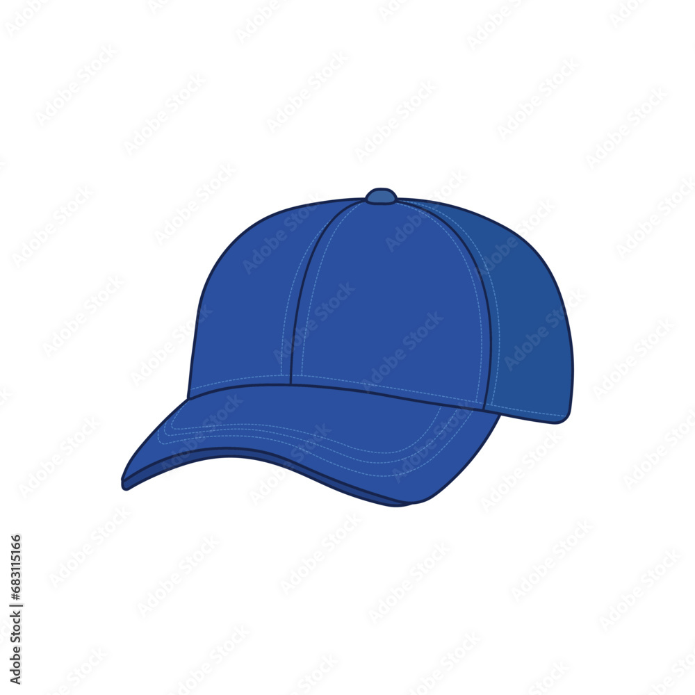 Kids drawing Cartoon Vector illustration baseball cap Isolated on White Background Kids drawing Cartoon Vector illustration baseball cap Isolated on White Background
