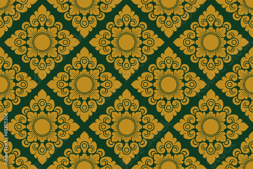 Quadro su tela Balinese ornament fabric pattern - Balinese vector decoration - motif mas-masan