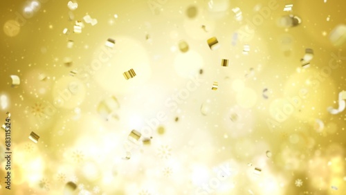 abstract particle Gold glitter light and defocused bokeh lights Gold background.