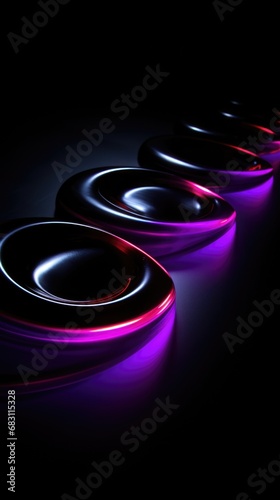 A row of speakers that are glowing in the dark.