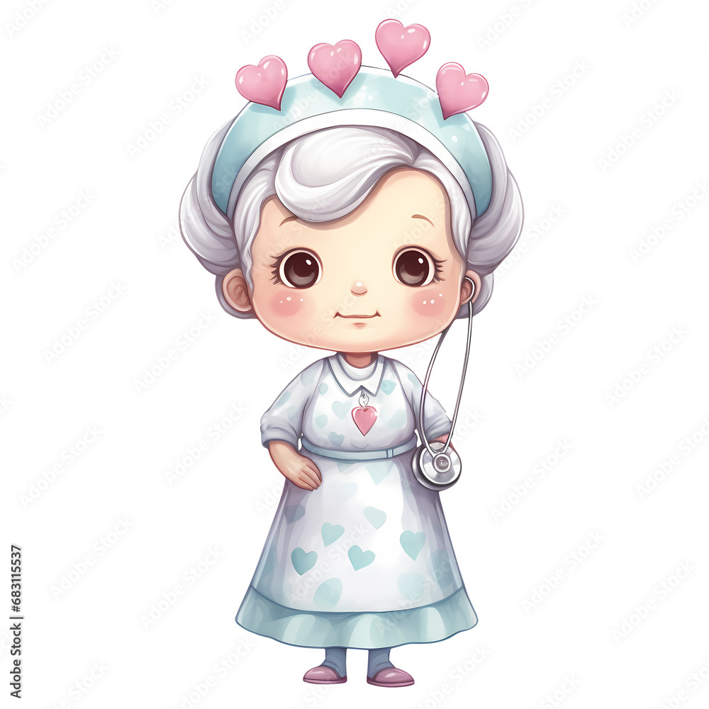 Cute Nurse Grandmother Watercolor Clipart Illustration Cute Nurse Grandmother Watercolor Clipart Illustration