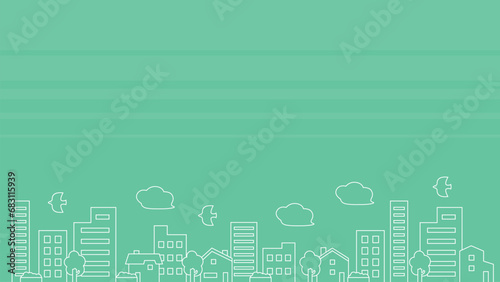 ビルと家が並んだ街並の風景、背景素材