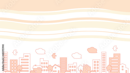 ビルと家が並んだ街並の風景、背景素材