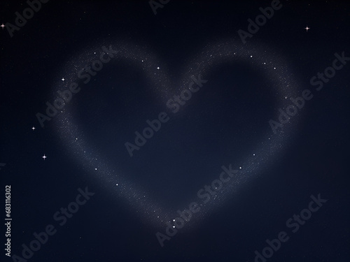 Heart-shaped stars twinkling in the night sky