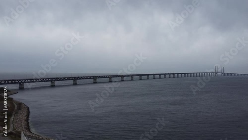 Wallpaper Mural Scenic drone footage of Malmo, Sweden. Fascinating aerial views of seaside and Oresund Bridge. Torontodigital.ca