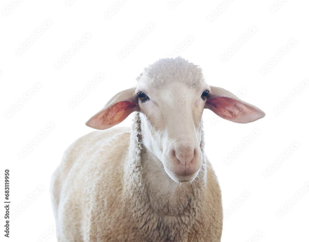 Obraz premium Cute sheep isolated on white. Farm animal