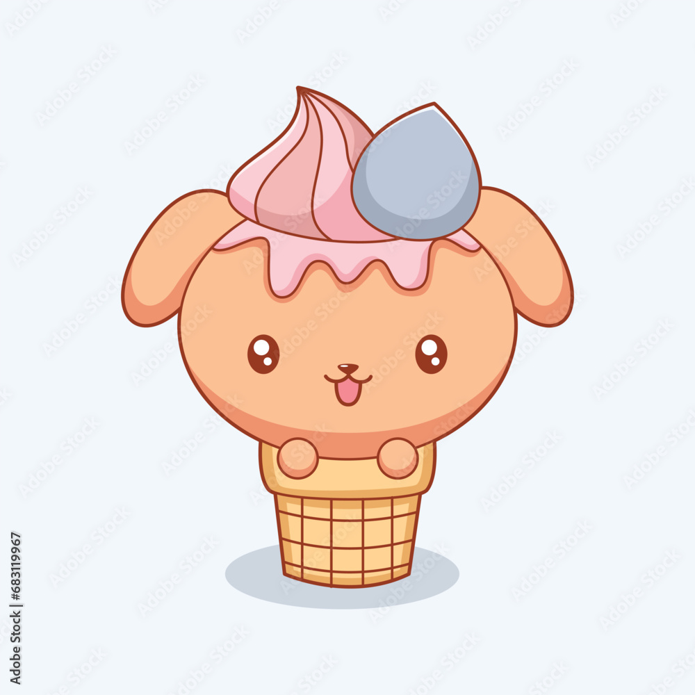 Cute Ice Cream Character Design Illustration