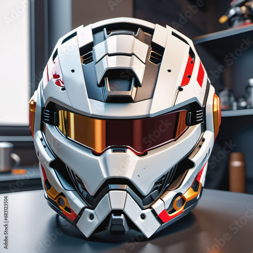 mecha concept futuristic bike motorcycle full face helmet