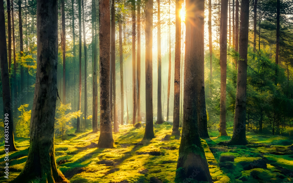 Enchanted Woodlands, A Symphony of Sunbeams