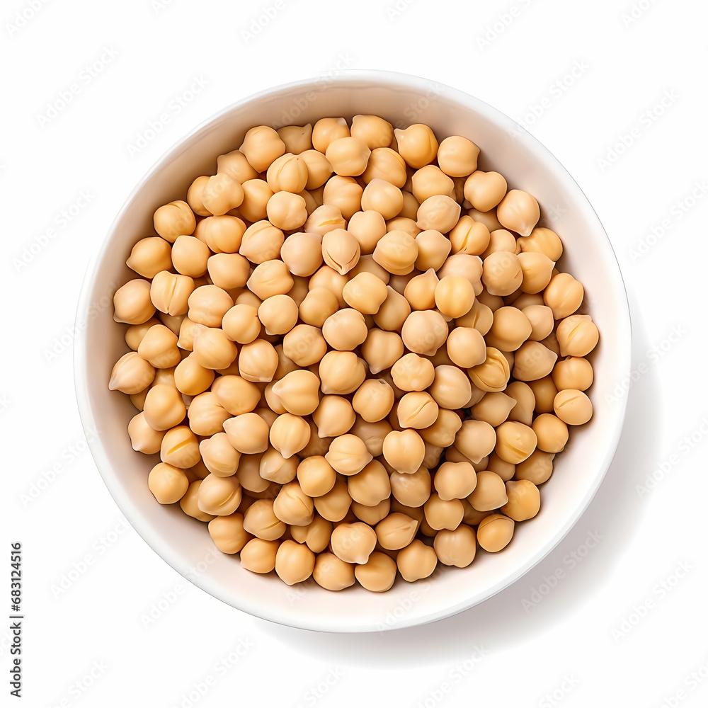 Bowl of Chickpeas on a White Background. Generative AI Bowl of Chickpeas on a White Background. Generative AI