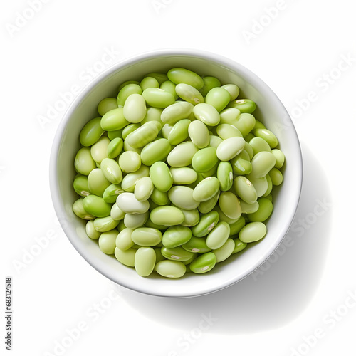 Bowl of Green Beans on a White Background. Generative AI