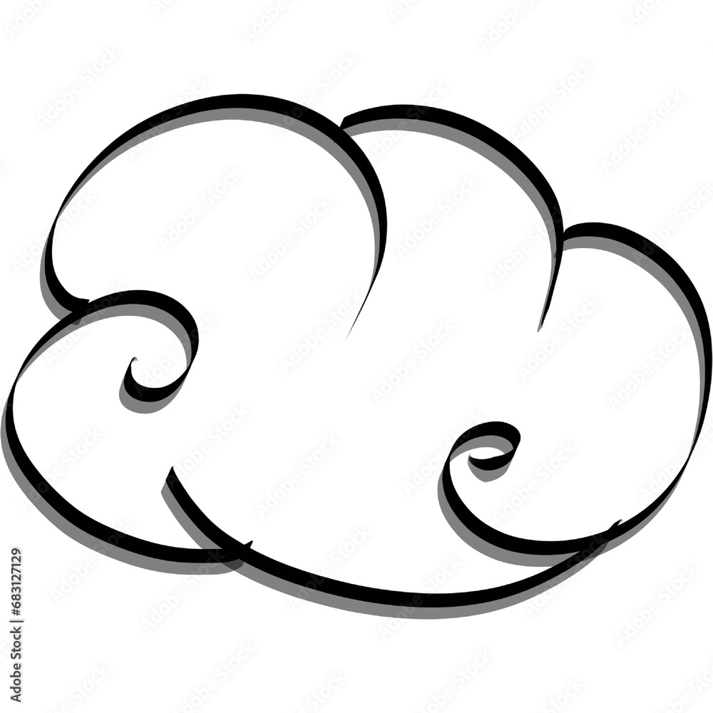 Simple cloud line drawing illustration with black line. Simple cloud line drawing illustration with black line.