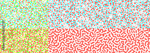 Abstract bright colorful noisy reaction diffusion psychedelic background. Anaglyph irregular pattern. Turing generative algorithm design.