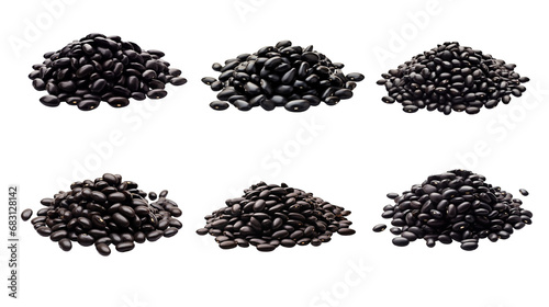 Collection of PNG. Pile of black beans isolated on a transparent background.