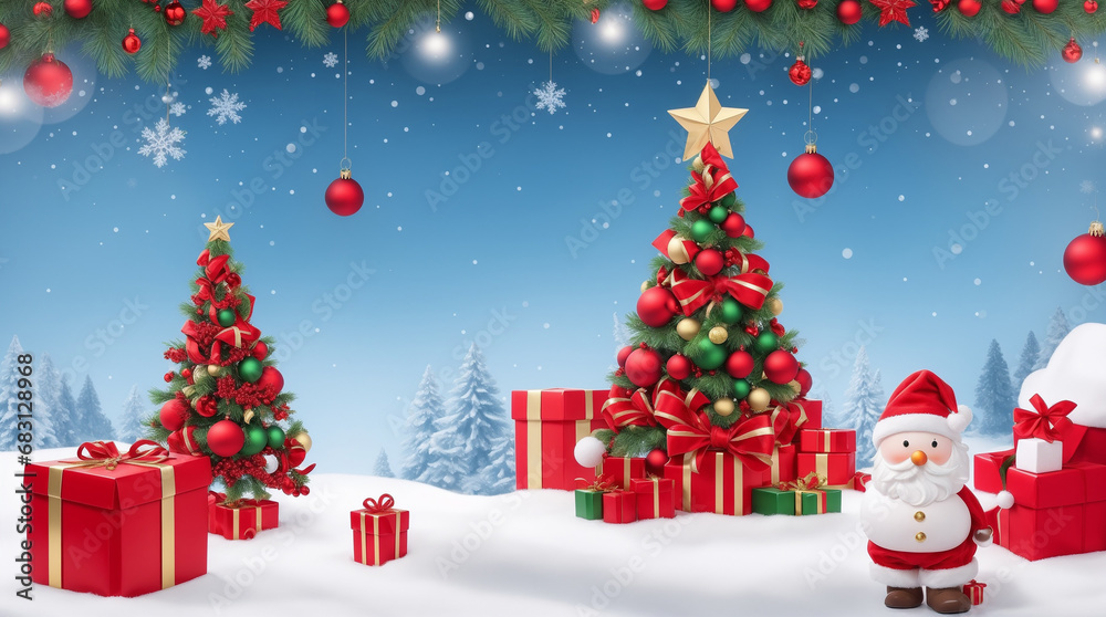 computer generated images with Christmas themes and trees computer generated images with Christmas themes and trees