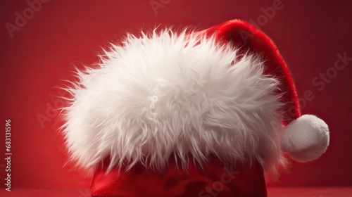 A festive red and white Santa hat on a isolated background