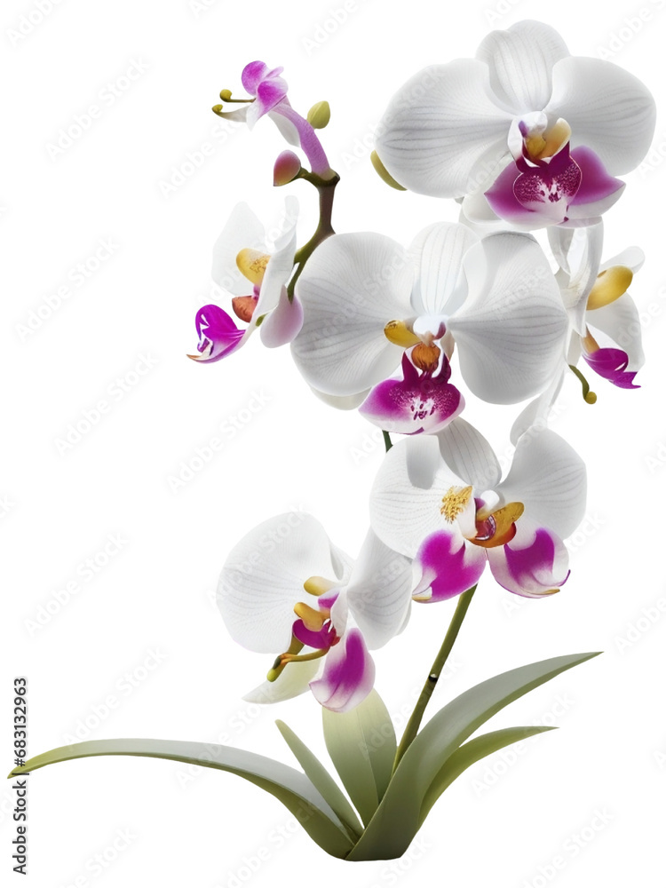 Close up purple-white orchid flower bouquet. The side of exotic flower branch. Close up purple-white orchid flower bouquet. The side of exotic flower branch.