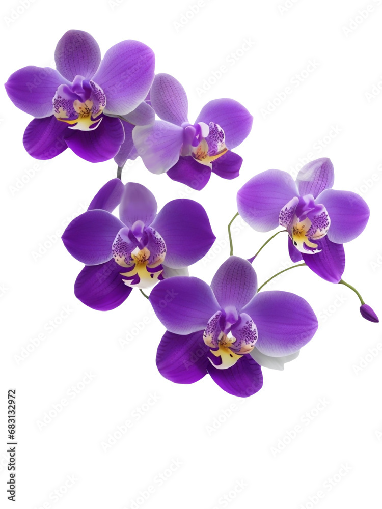 Fototapeta premium Close up purple-white orchid flower bouquet. The side of exotic flower branch.