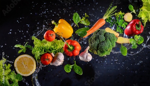 Fresh vegetables on a dark background