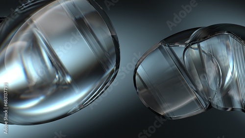 Glass object Transparent beautiful refraction and reflection Beautiful Elegant and Modern 3D Rendering abstract background