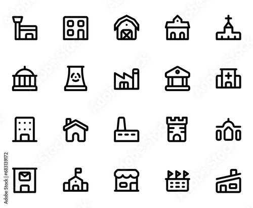 Building Line Icon Sheet