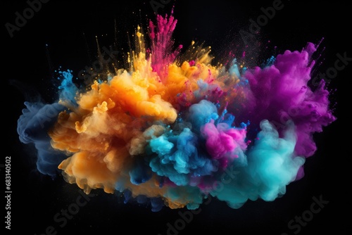 Explosion of colorful powder