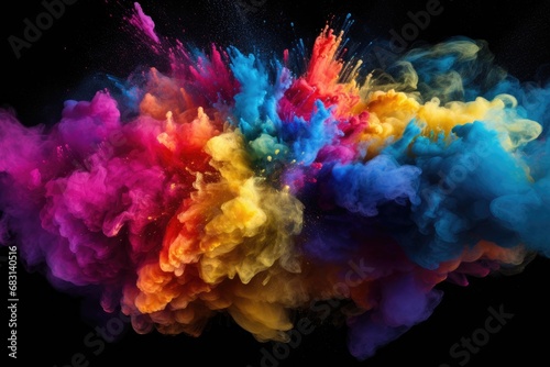 Explosion of colorful powder 